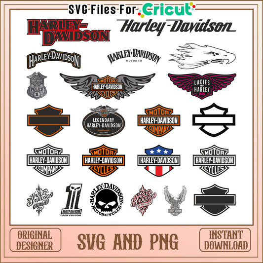 Harley davidson logo bundle svg, harley davidson motor cycles svg