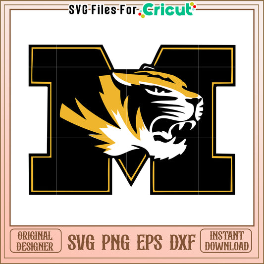 M Tiger Logo SVG for Cricut, high-quality instant download design files
