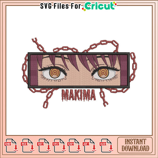 Makima Eyes Embroidery Design Instant Download