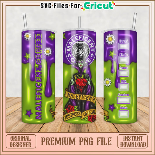 Maleficent Coffee Tumbler PNG Sublimation Design