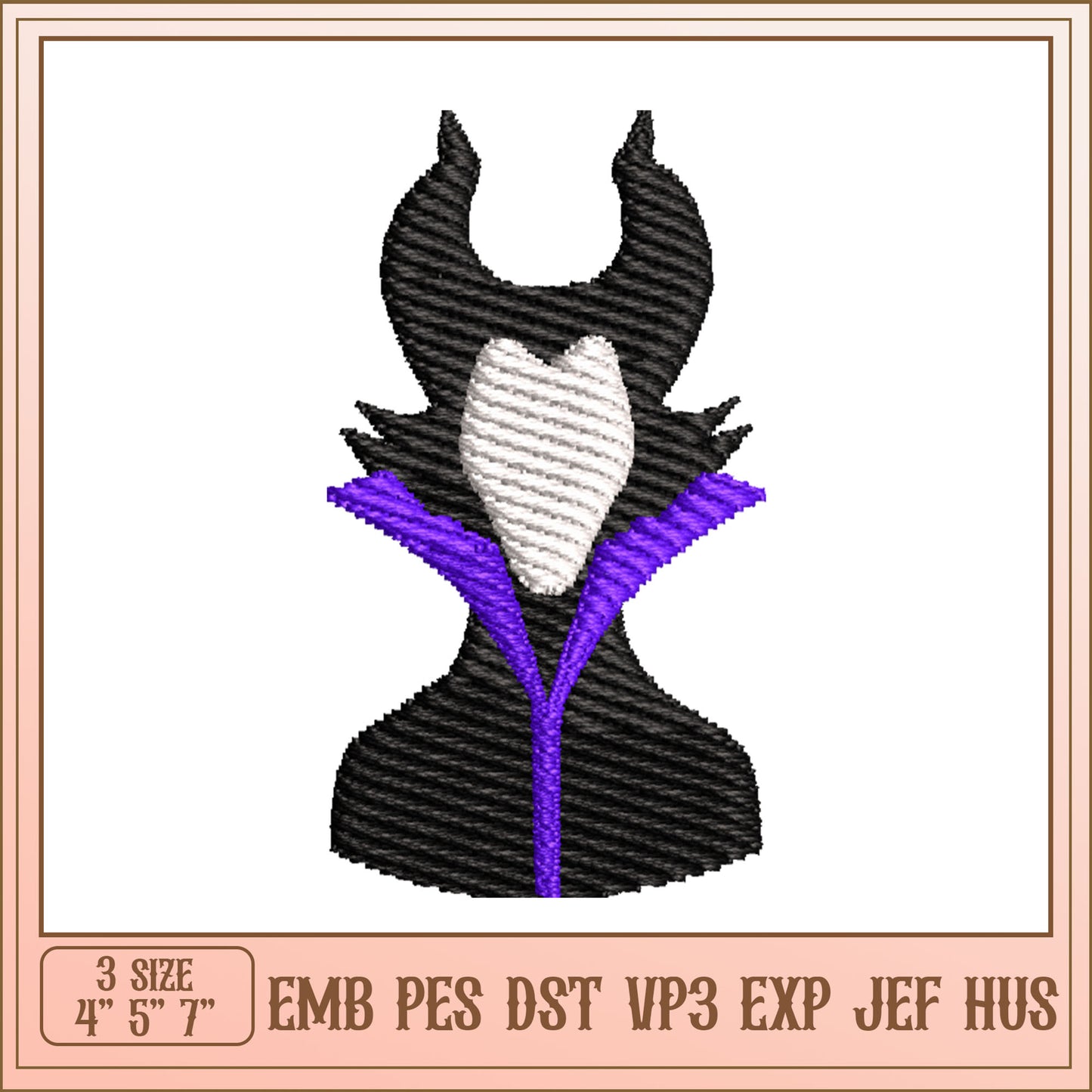 Maleficent Embroidery Design 3 Sizes EMB PES DST