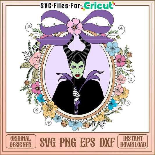 Maleficent SVG Cut File Floral Frame Design