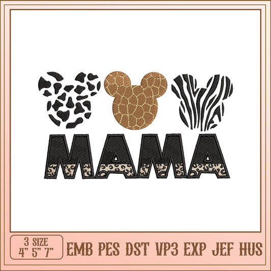 Mama Animal Print Embroidery Design