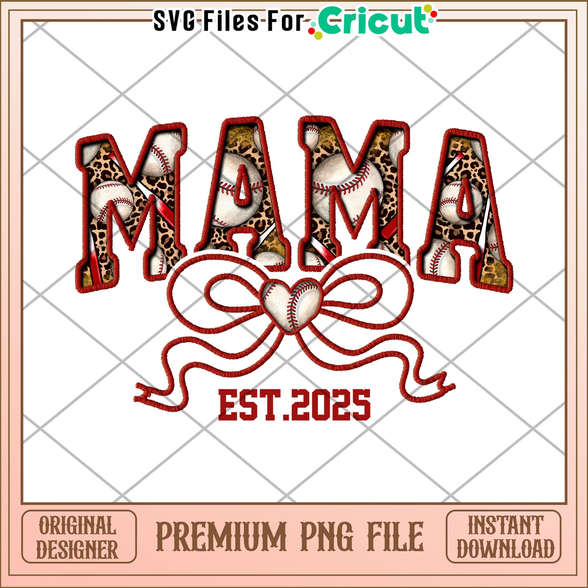 Mama Baseball PNG Design Instant Download