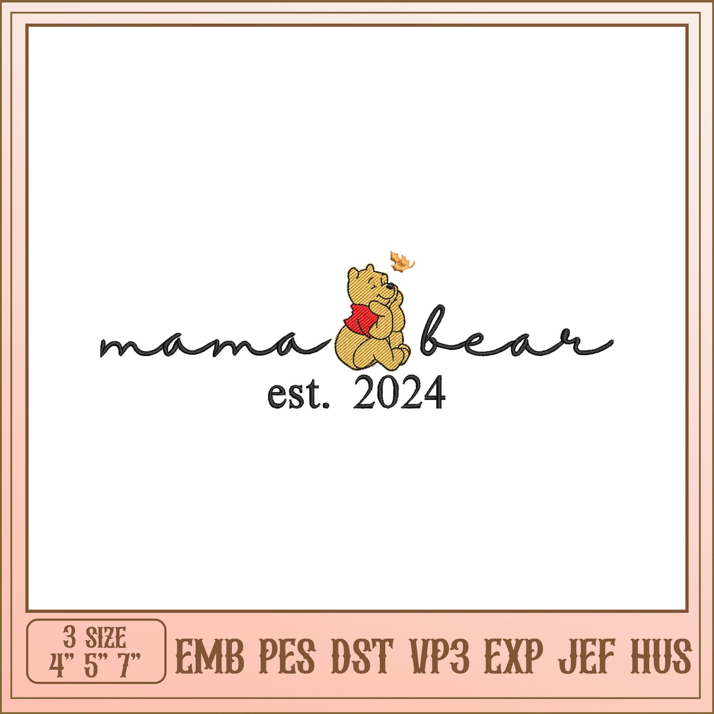 Mama Bear Embroidery Design 2024