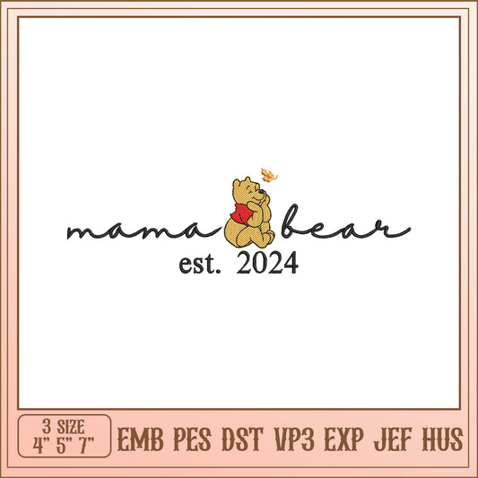Mama Bear Embroidery Design 2024