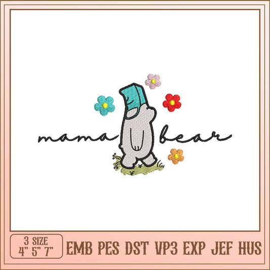 Mama Bear Embroidery Design 3 Sizes