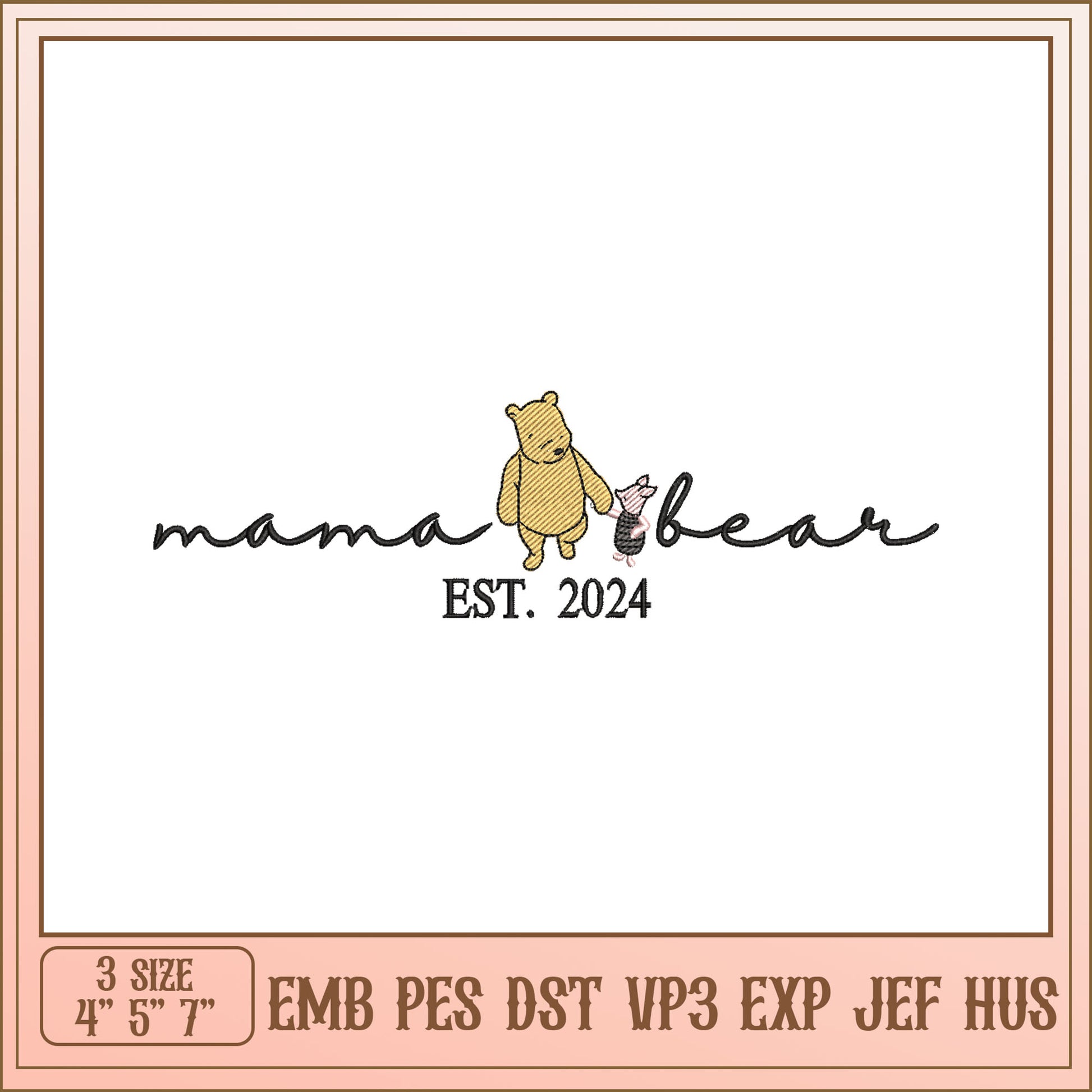 Mama Bear Embroidery Design Cute Family Aesthetic 2024
