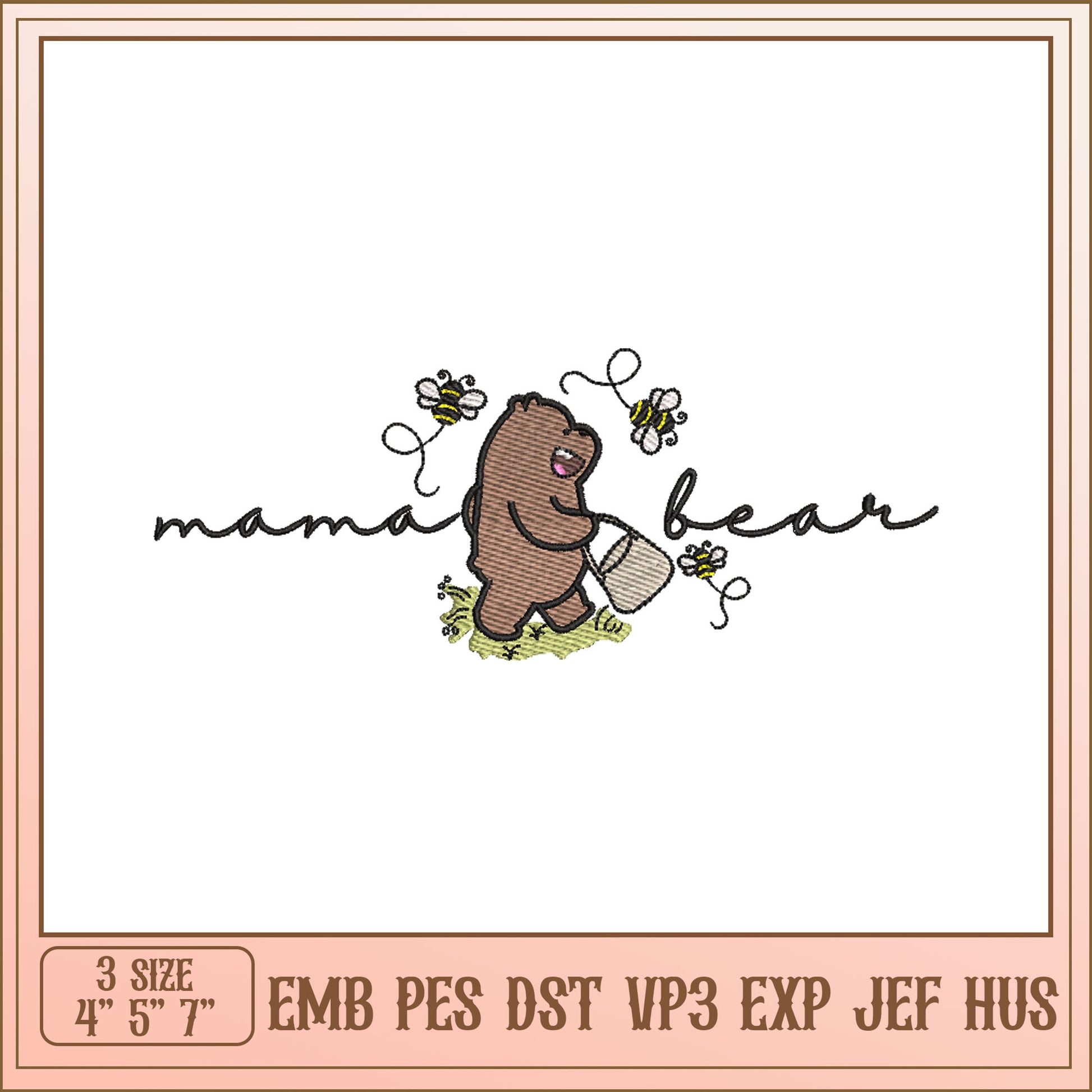 Mama Bear Embroidery Design