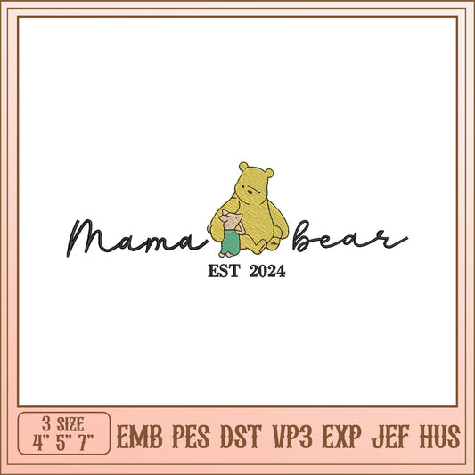 Mama Bear Embroidery Design for Family Projects 2024