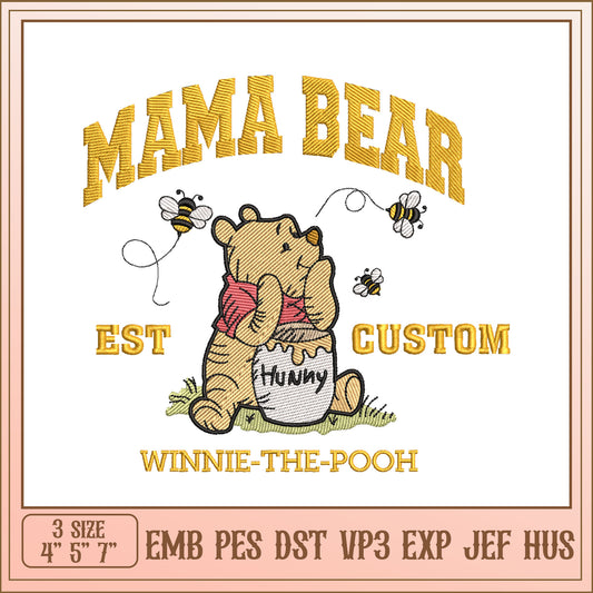 Mama Bear Winnie the Pooh Embroidery