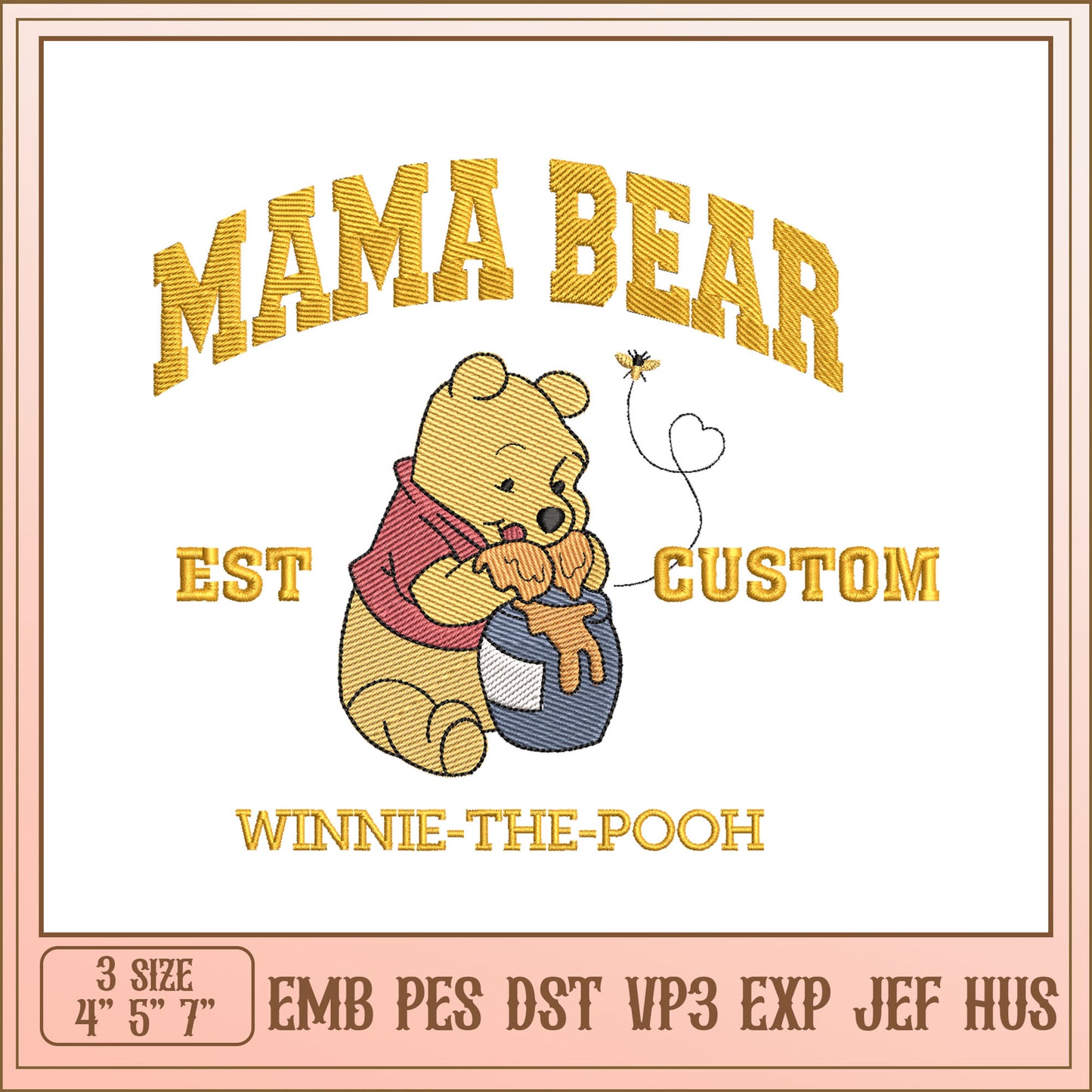 Mama Bear Winnie the Pooh Embroidery Design