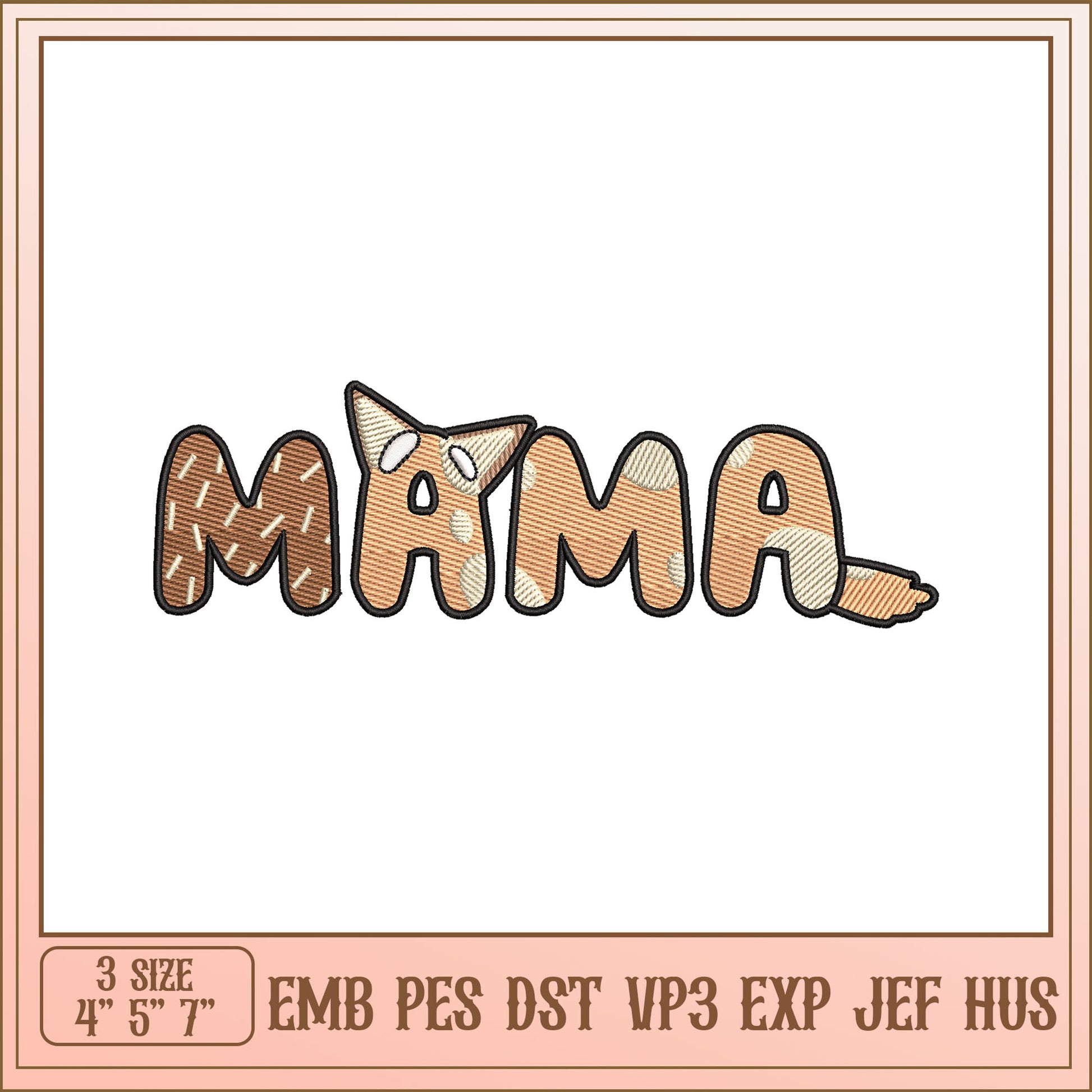 Mama Cat Embroidery Design