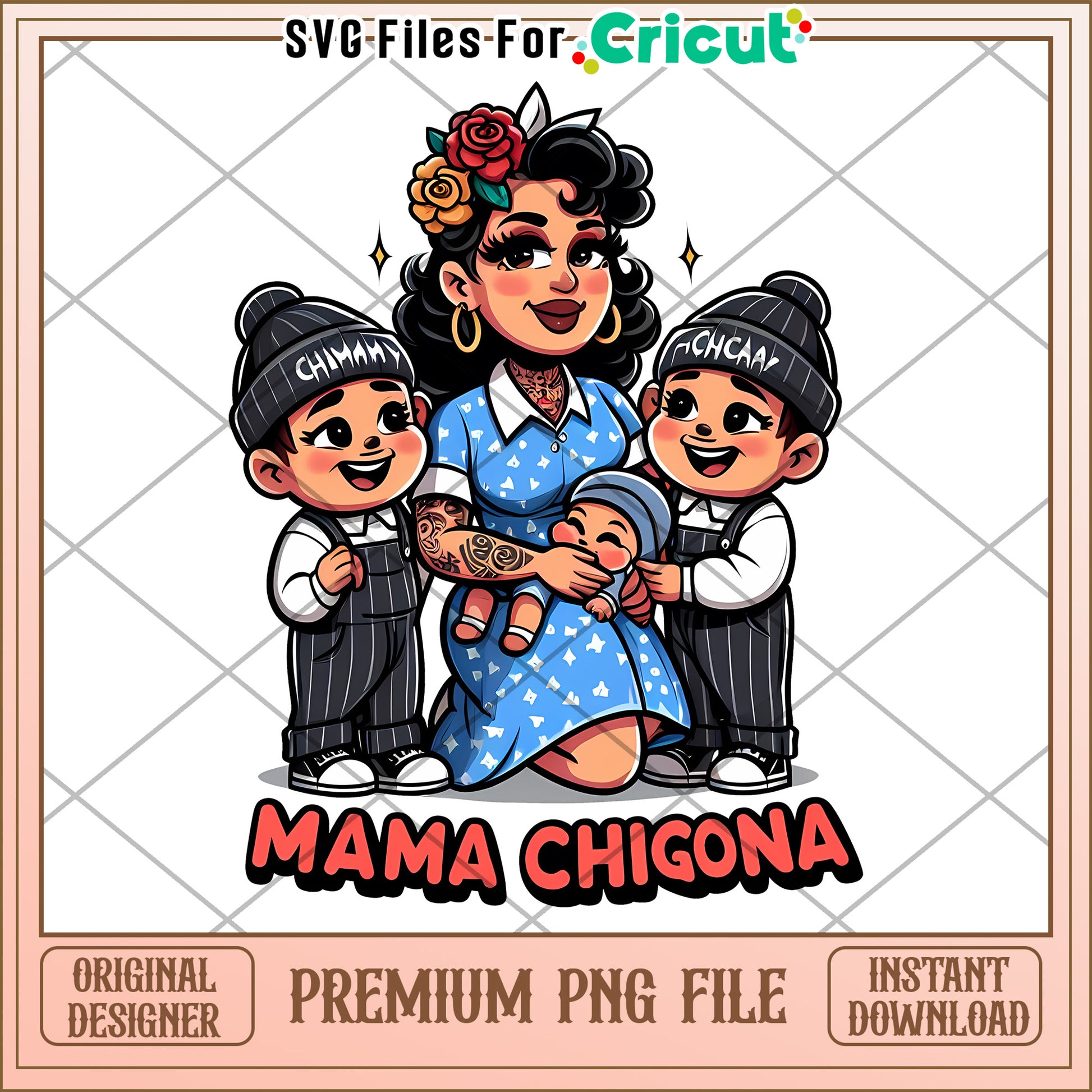Mama Chigona PNG File for Cricut Family Design Download