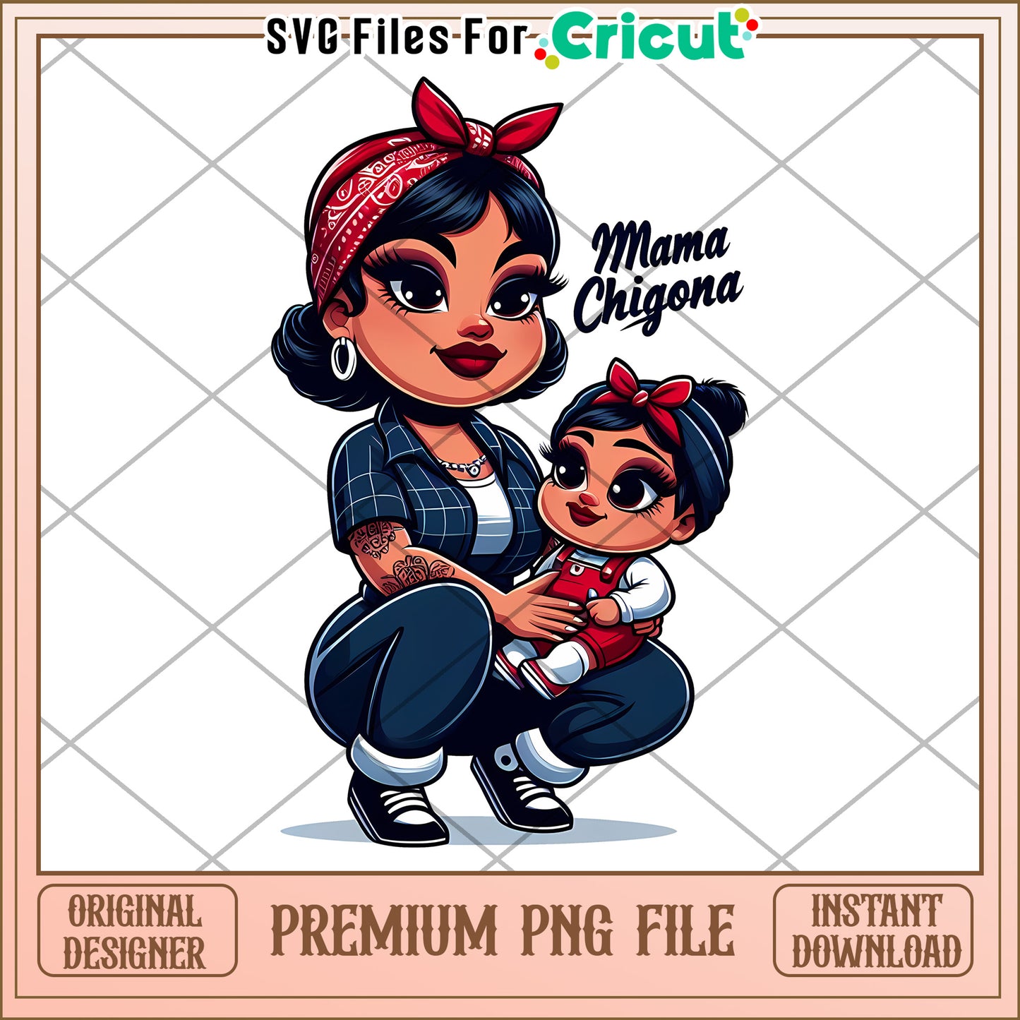 Mama Chigona with Baby PNG File for Cricut Crafts Download