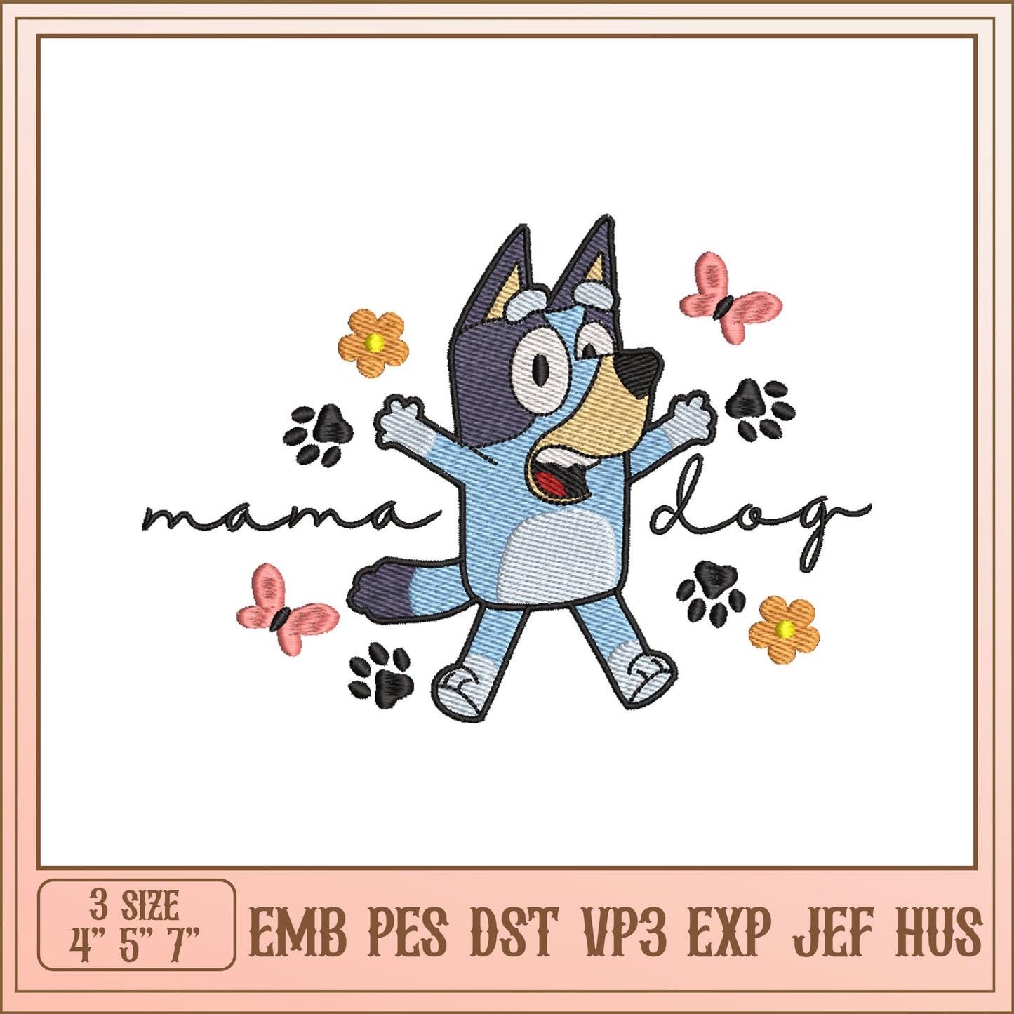 Mama Dog Embroidery Design