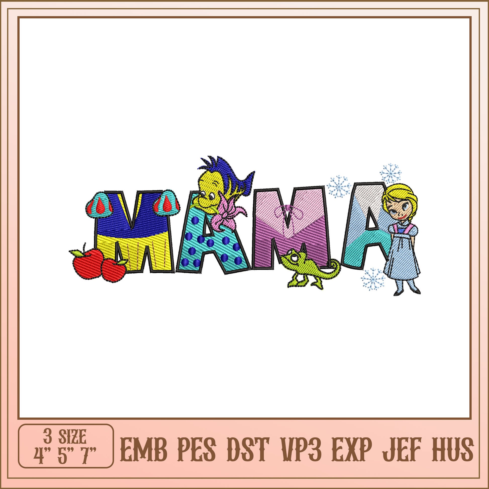 Mama Embroidery Design Disney Characters