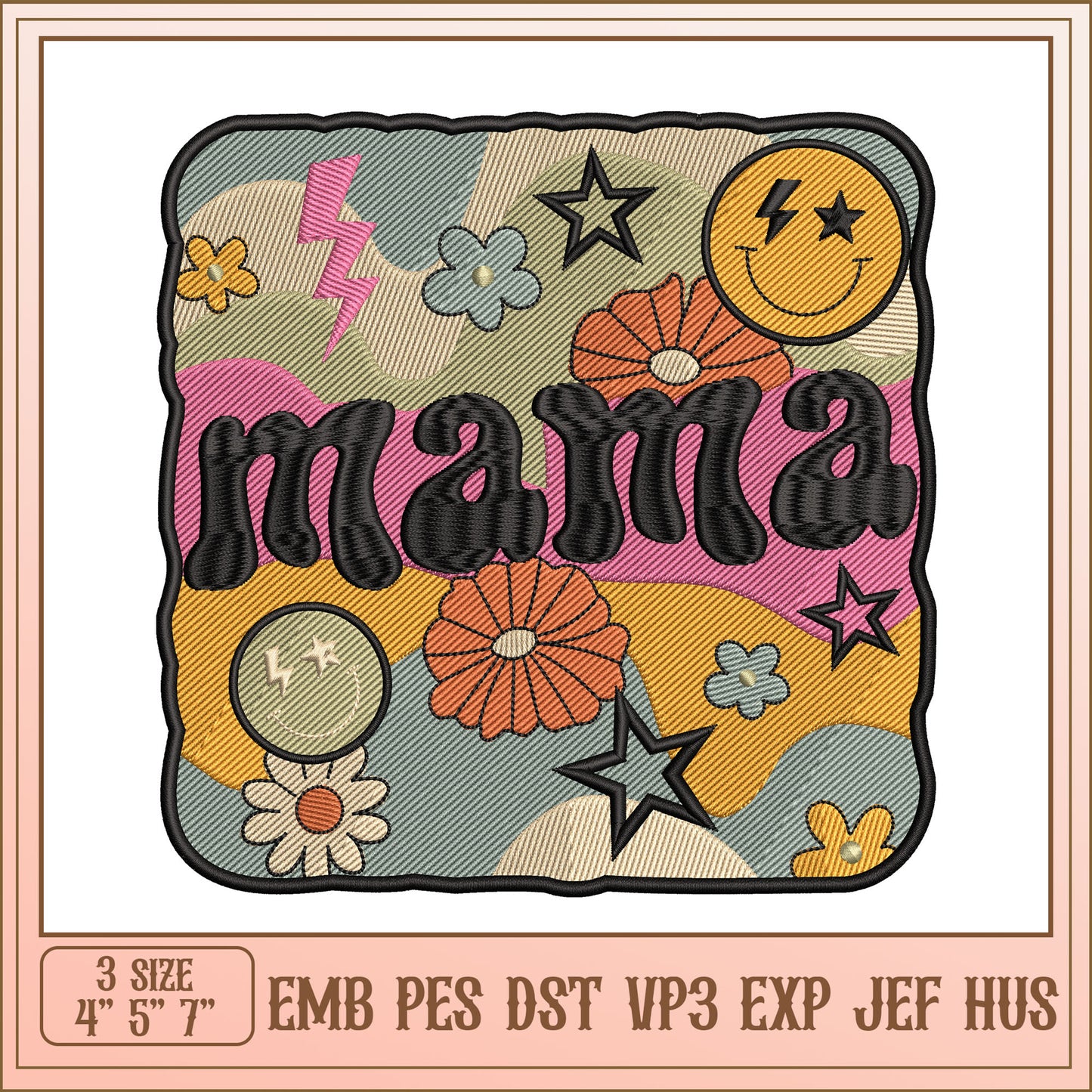 Mama Embroidery Design Patch