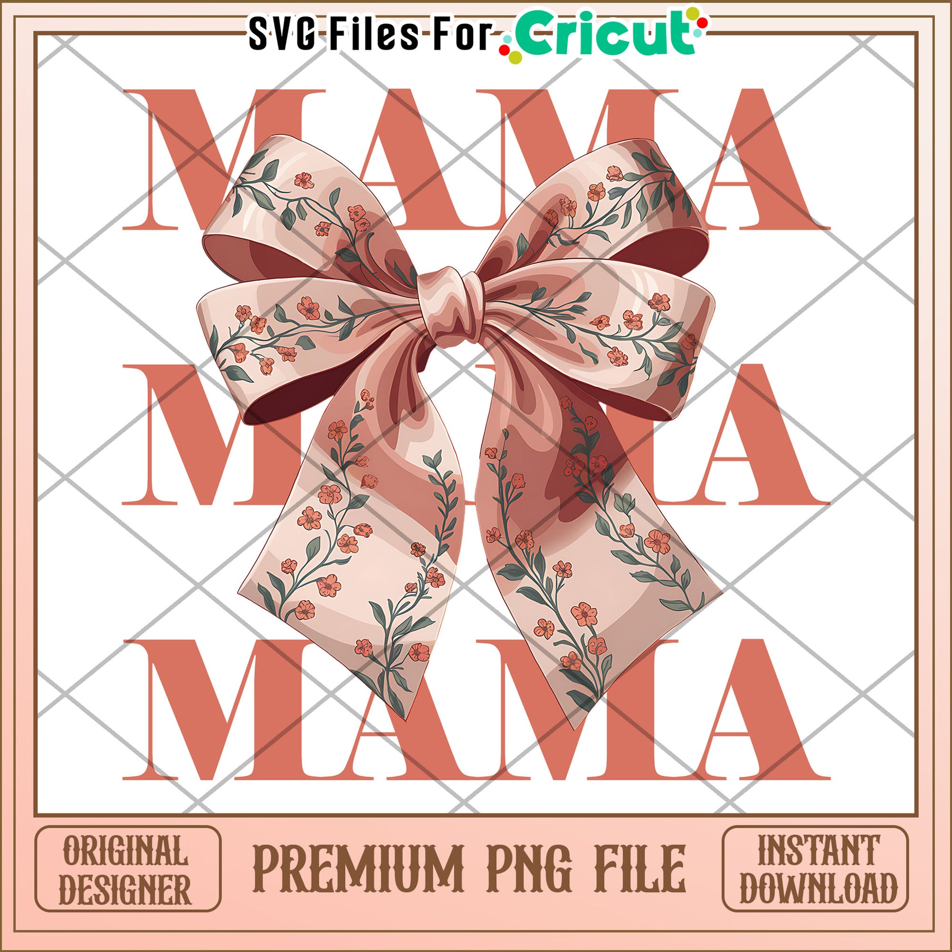 Mama Floral Bow PNG Design