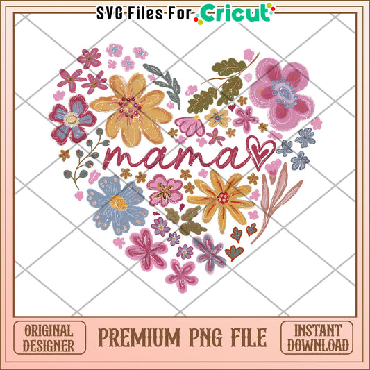 Mama Floral Heart PNG Mother's Day Design