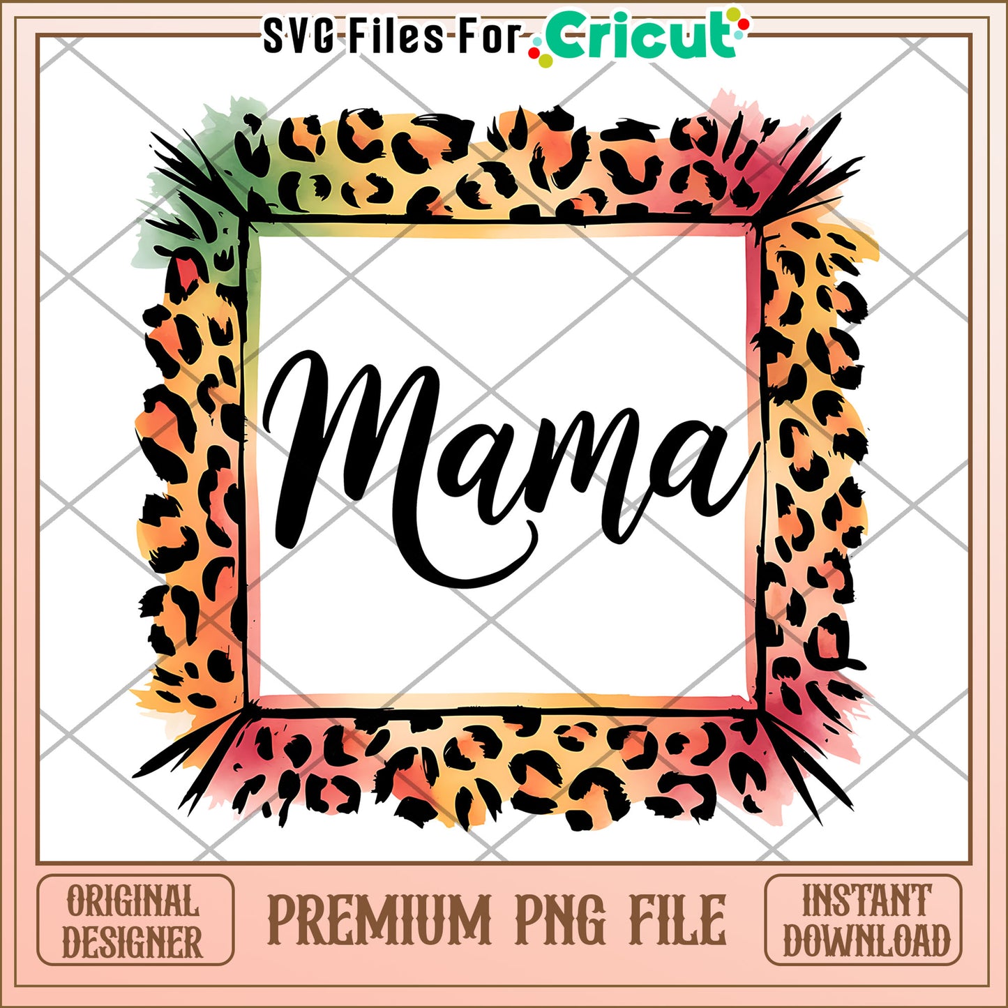 Mama Leopard Print PNG Frame