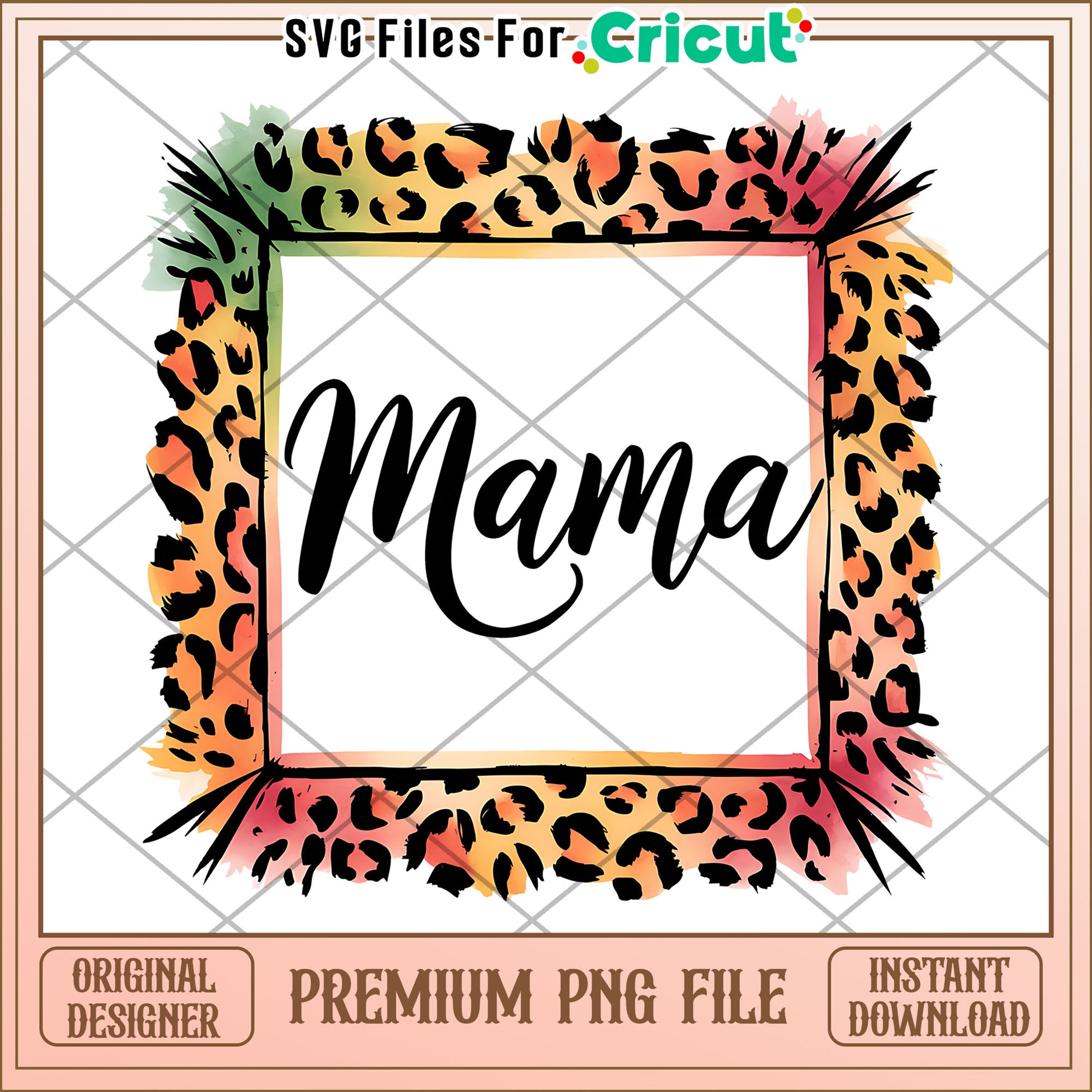 Mama Leopard Print PNG Frame