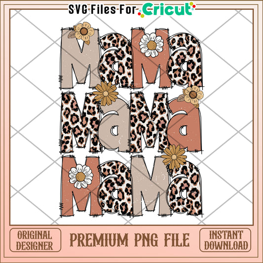 Mama Leopard Print PNG Sublimation Design