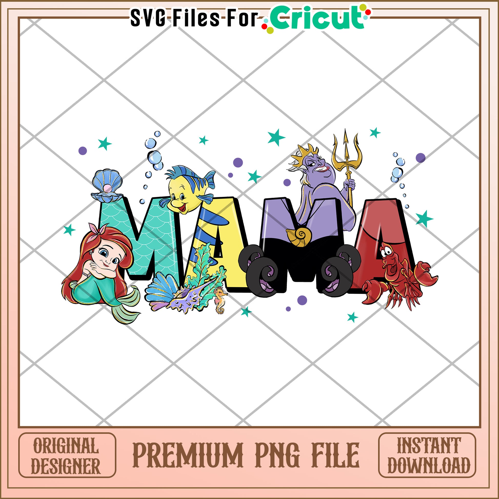 Mama Mermaid PNG Sublimation Design