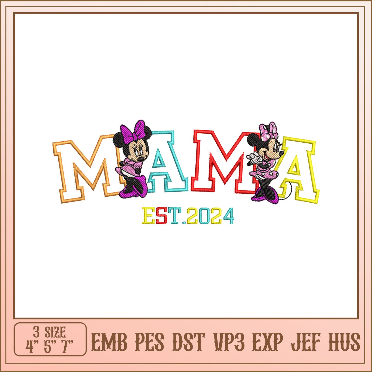 Mama Minnie Embroidery Design