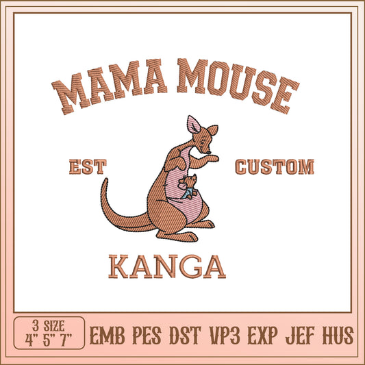 Mama Mouse Kanga Embroidery Design