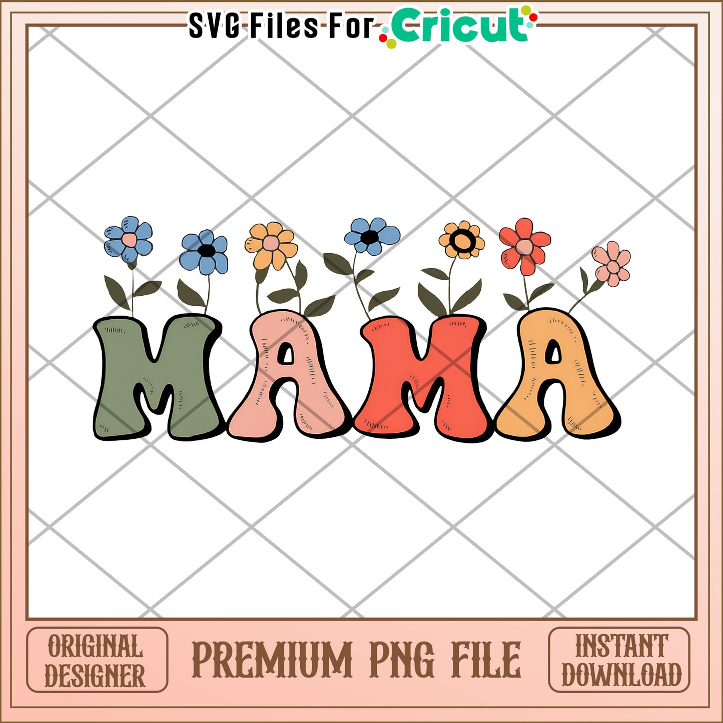 Mama PNG Design Floral Retro Style