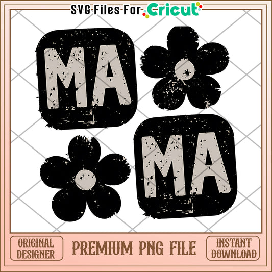 Mama PNG Design Flowers & Blocks