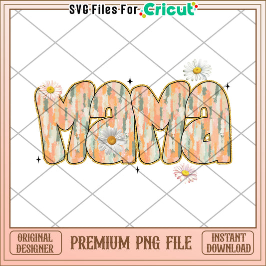 Mama PNG Peach & Daisy Floral Design