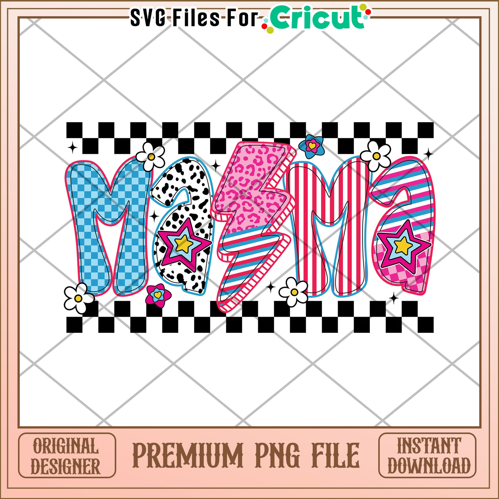 Mama PNG Retro 90s Style Design