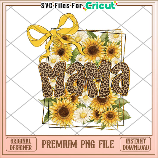 Mama Sunflower Leopard PNG Design
