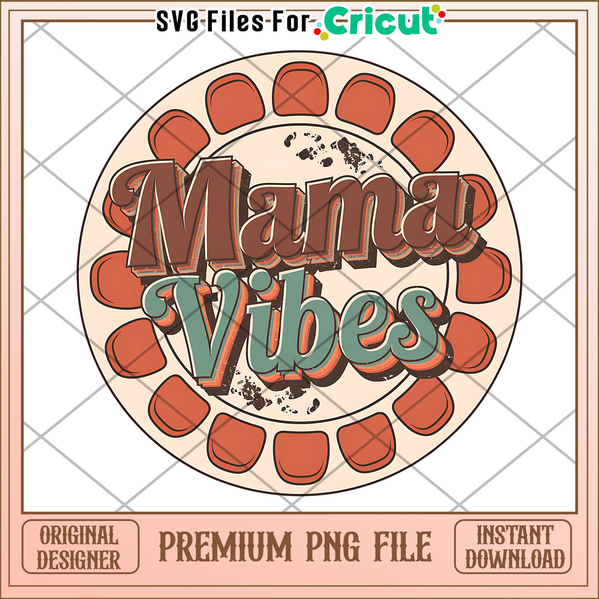 Mama Vibes PNG Design Retro Style