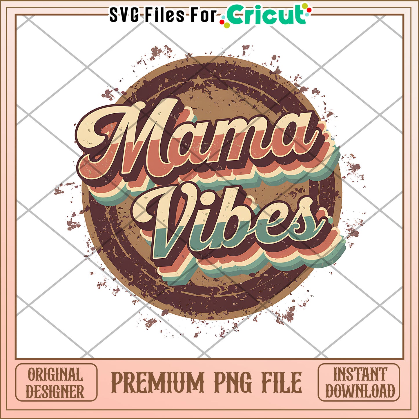 Mama Vibes Retro PNG Design