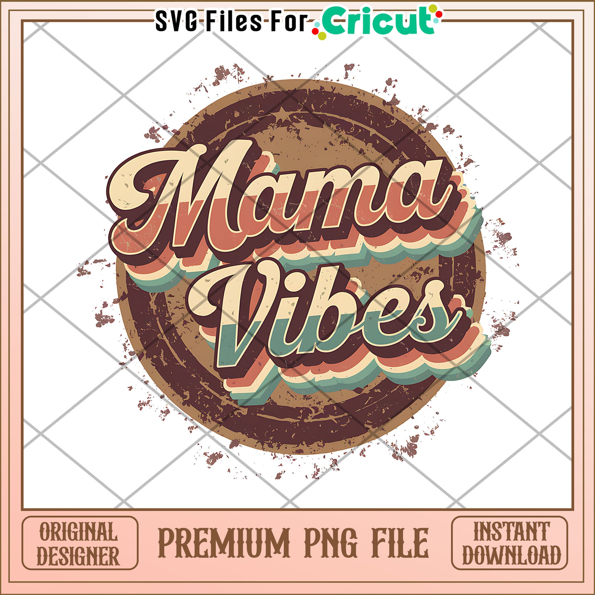 Mama Vibes Retro PNG Design