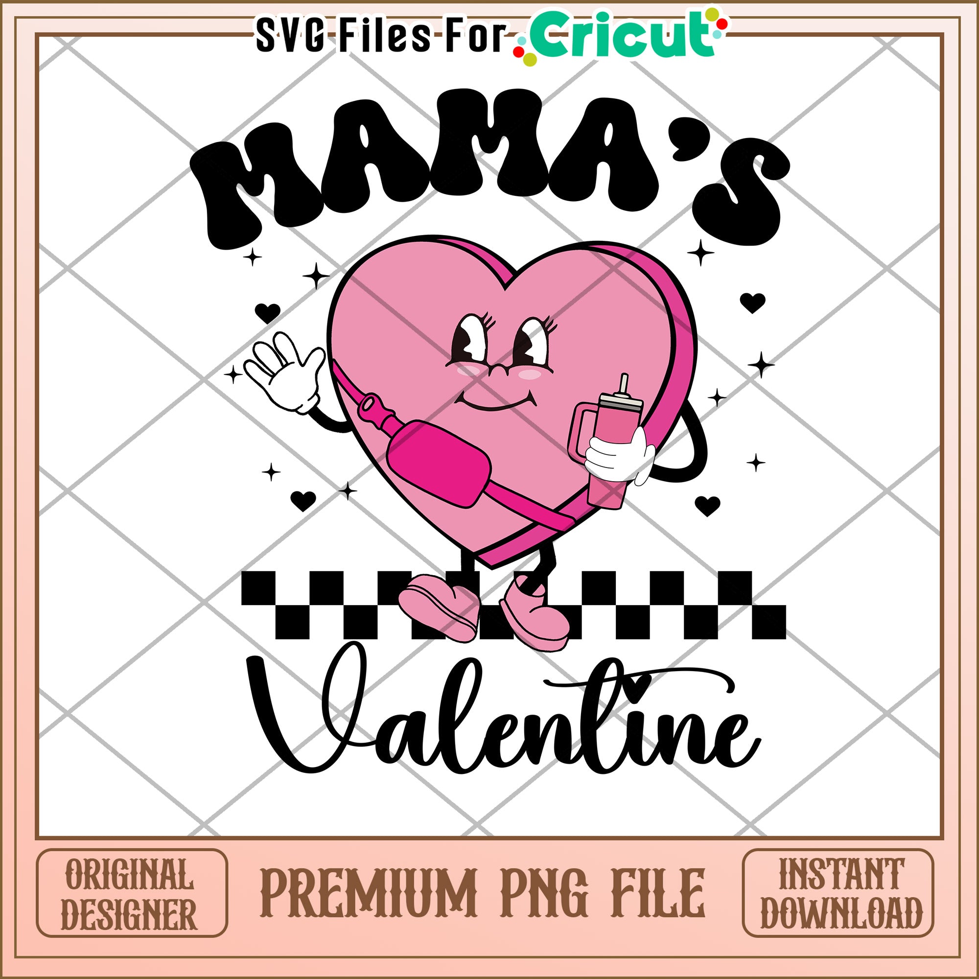 Mama's Valentine PNG Retro Heart Design – svg files for cricut