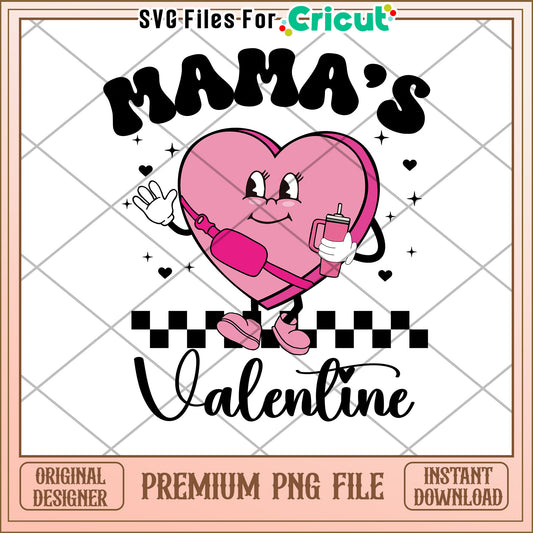 Mama's Valentine PNG Retro Heart Design