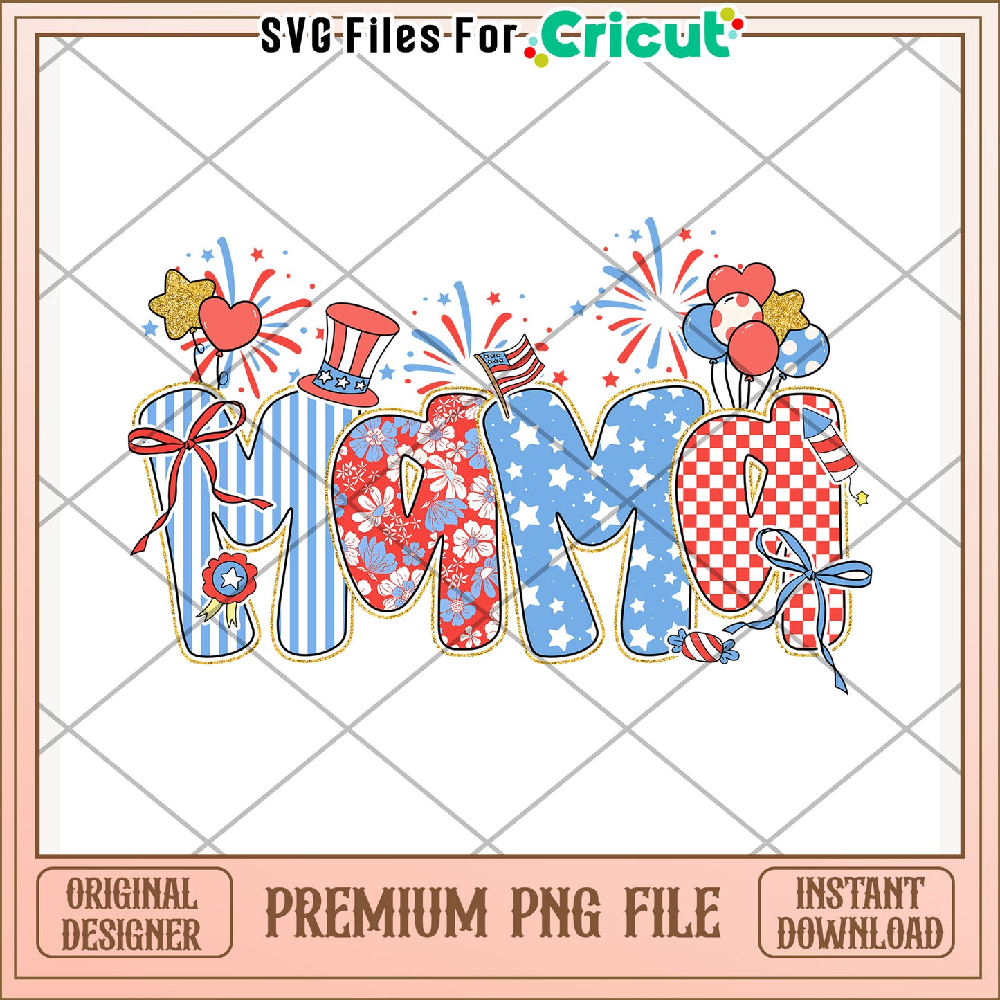 Mama american design png, 4th of july png, independence day png