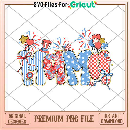 Mama american design png, 4th of july png, independence day png