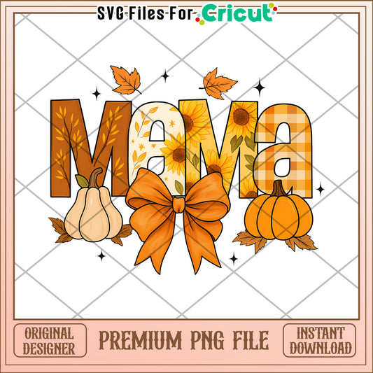 Mama bowtie png, autumn season png, halloween design png