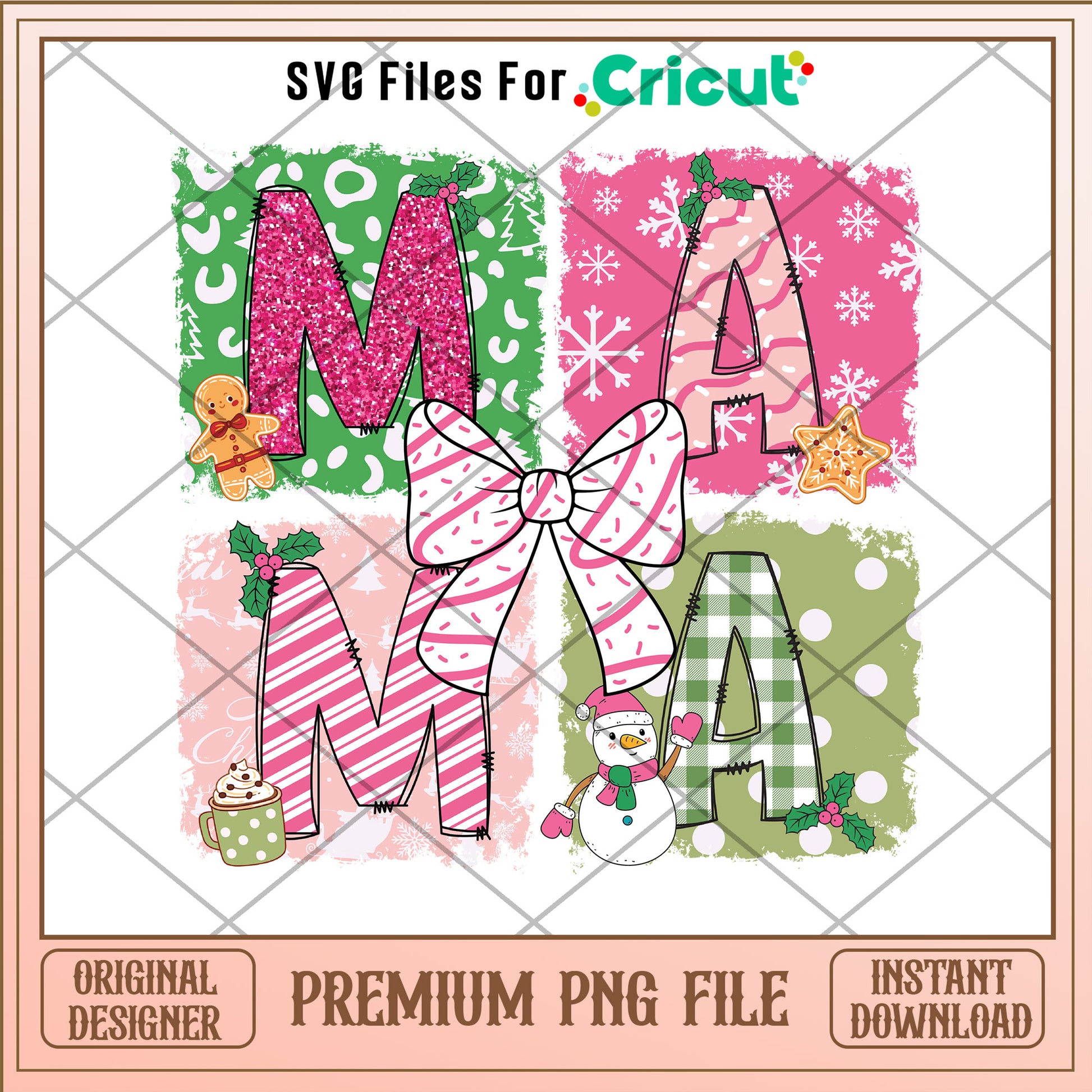 Mama christmas bow png, christmas bow png, merry christmas png