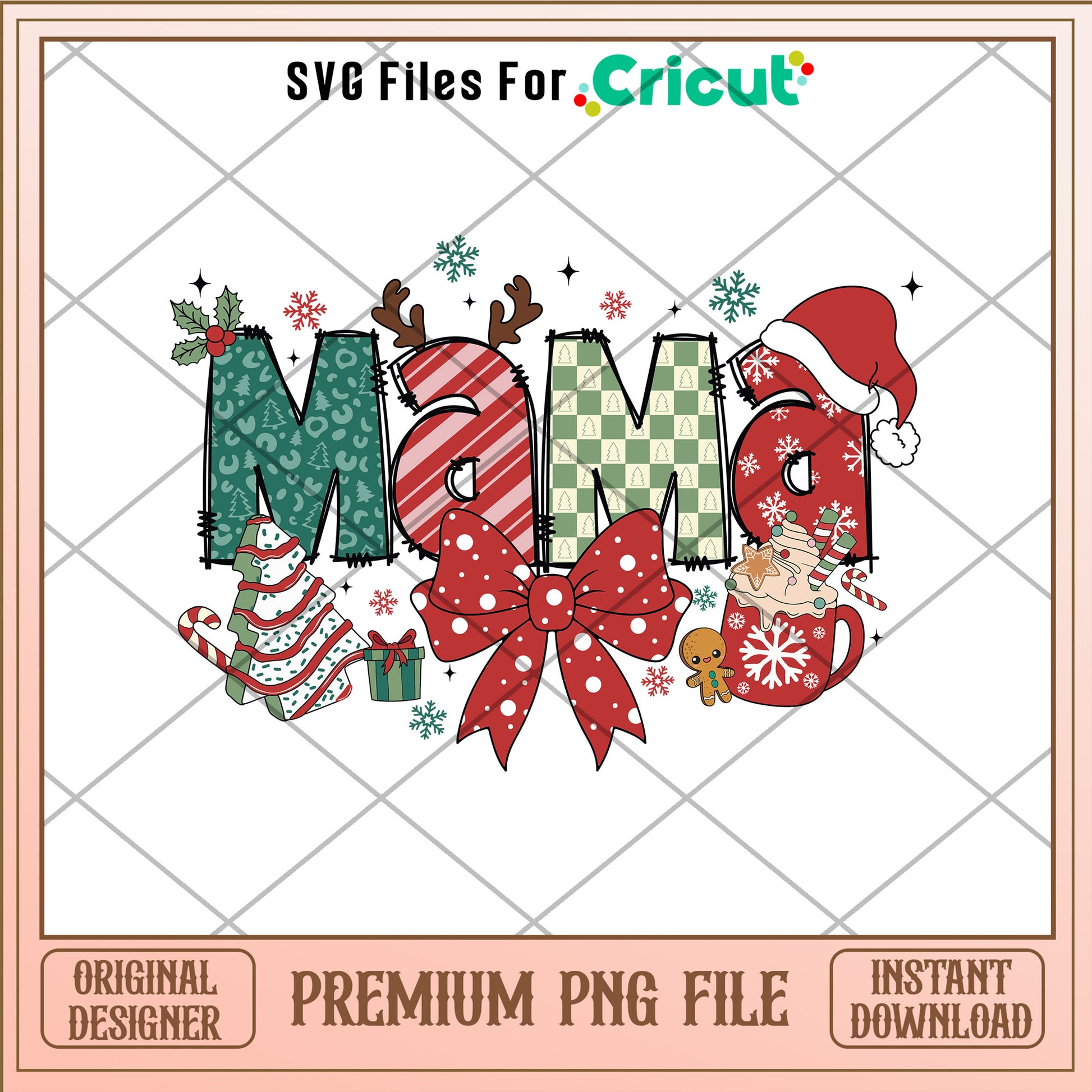 Mama christmas design png, christmas decorations png, christmas png