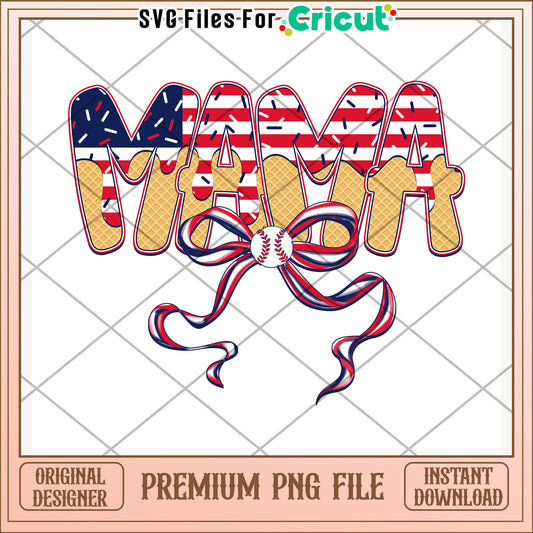 Mama letter bowtie design png, independence day png, america freedom​  png