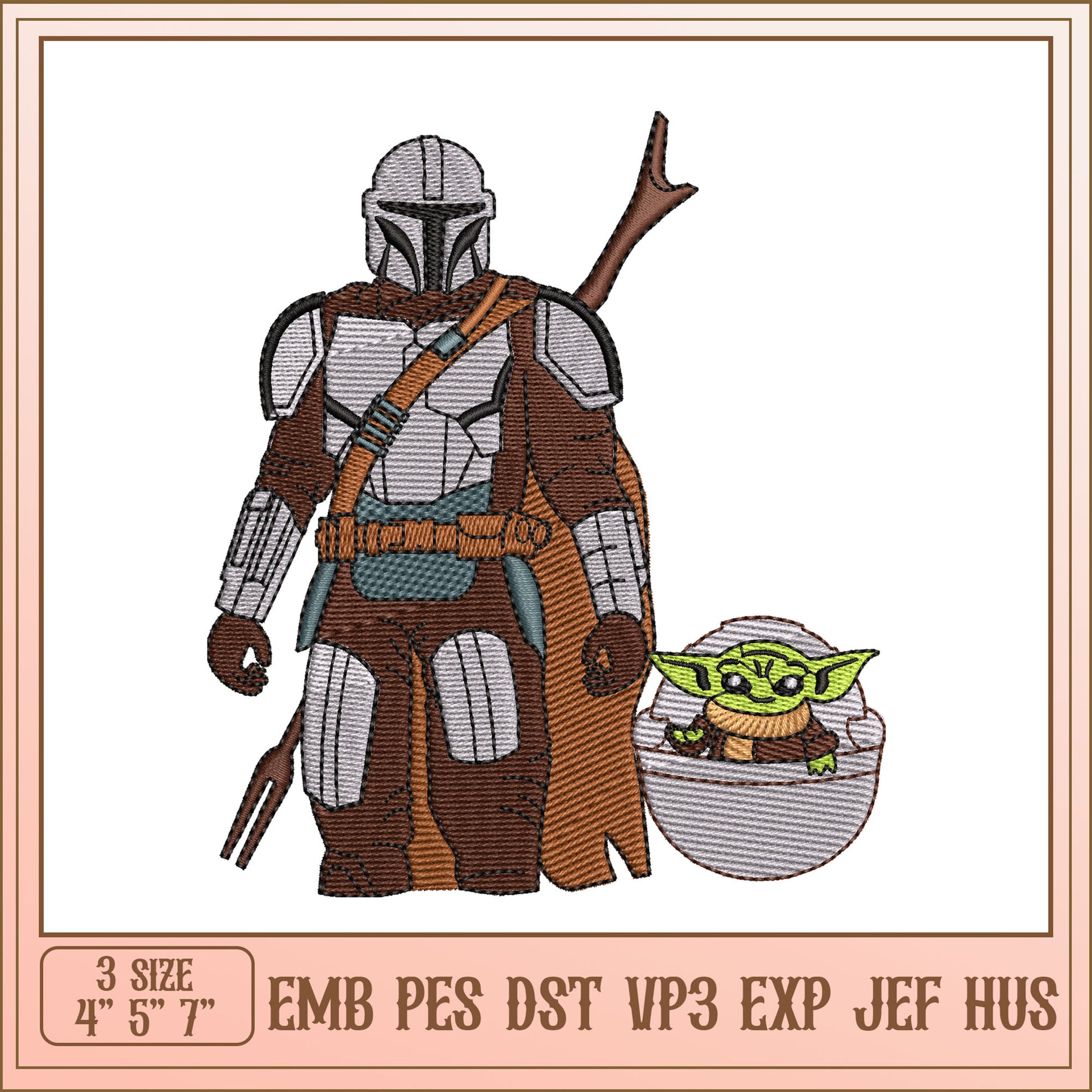 Mandalorian & Grogu Embroidery Design