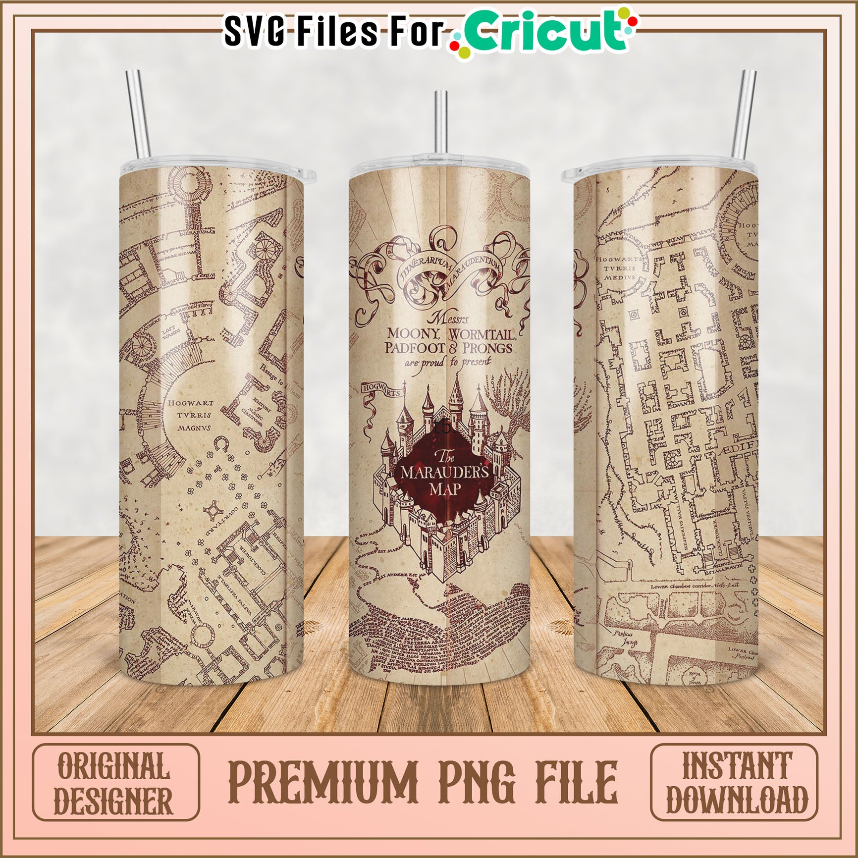 Marauders Map Tumbler PNG Cricut