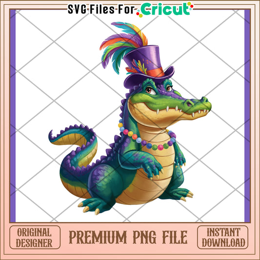 Mardi Gras Alligator PNG Design