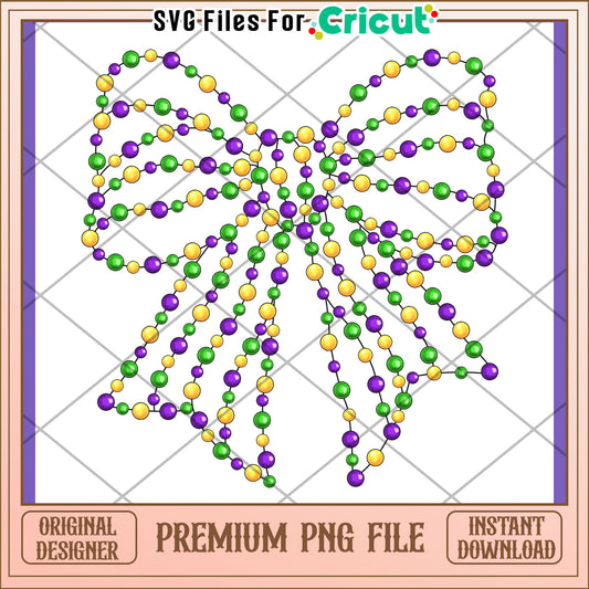 Mardi Gras Beads Bow PNG Design
